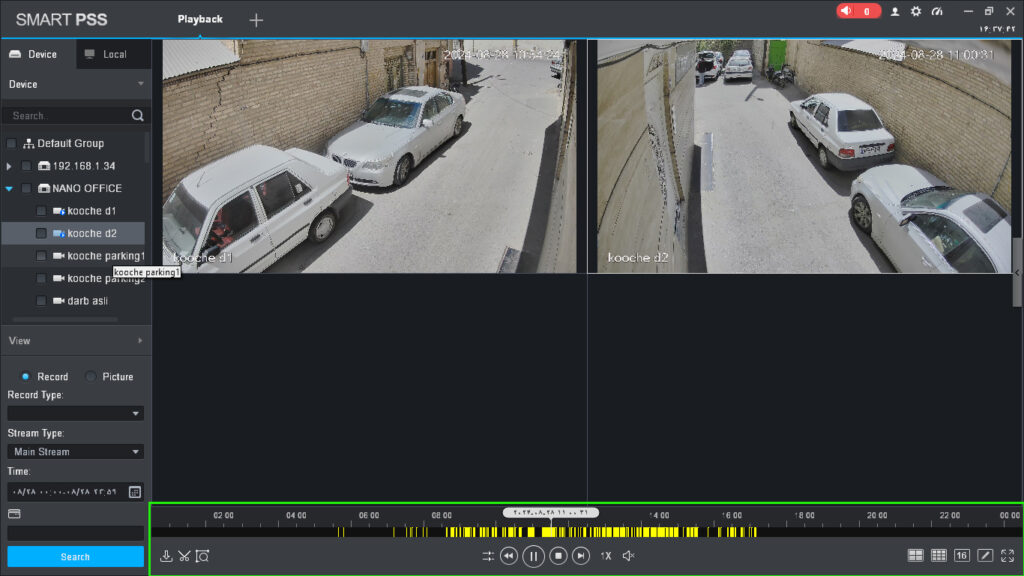 نرم افزار SmartPSS بخش بازپخش تصاویر ضبط شده